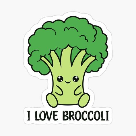 Cute broccoli i love broccoli. A cute and adorable design for those who loves broccoli. Get this sticker on my redbubble shop! Broccoli Art, Broccoli Drawing, Cute Broccoli, Magnets Diy, How To Make Broccoli, Unicorn Drawing, Adorable Cartoon, Kawaii Stickers, Plant Illustration