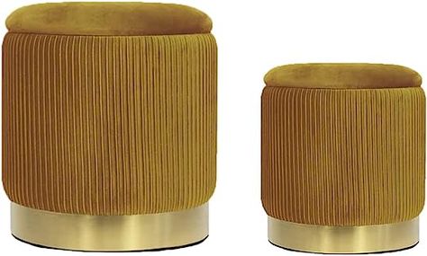 YYW HOME Ottoman with Storage - Velvet Ottoman for Living Room, Velvet Storage Ottoman for Kids Room,Gold Ottoman with Storage, Vanity Chair for Bedroom,Set of 2 Velvet Ottoman (Mustard Yellow) Dorm Ottoman, Yellow Ottoman, Velvet Storage Ottoman, Gold Ottoman, Ottoman For Living Room, Storage Vanity, Chair For Bedroom, Ottoman With Storage, Round Storage Ottoman