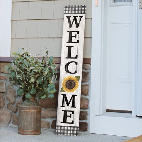 Board Welcome Sign, Front Porch Deck, Porch Wall Decor, Outdoor Welcome Sign, Welcome Signs Front Door, Spring Farmhouse, Patio Signs, Door Porch, Porch Wall