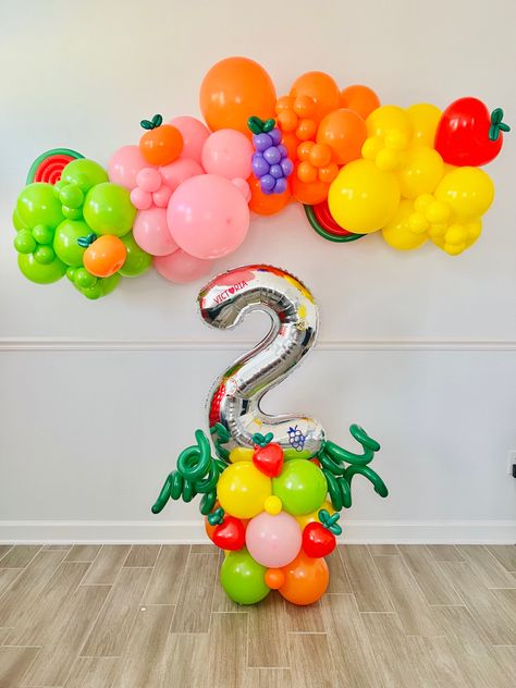 #balloongarland #fruit #balloons #partydecoration Balloon Pillars, Fruit Birthday Party, Fruit Birthday, Balloon Garland, Balloon Decorations, Birthday Decorations, 1st Birthday, Balloons, Party Decorations