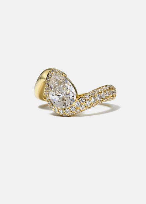 Diamond Trace Cloud Ring – KATKIM Cloud Ring, Custom Diamond Rings, Pear Diamond Rings, Pear Cut Ring, Pear Ring, Rings Unique, Tarnished Jewelry, Jewels Rings, Pear Cut Diamond