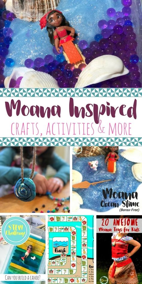 These Moana crafts and activities for kids will keep your little Moana lover so happy! From slime, STEM challenges and DIY necklaces, these are so fun! Moana Crafts, Disney Camping, Disney Activities, Moana Theme, Crafts And Activities For Kids, Moana Birthday Party, Moana Party, Family Fun Night, Moana Birthday