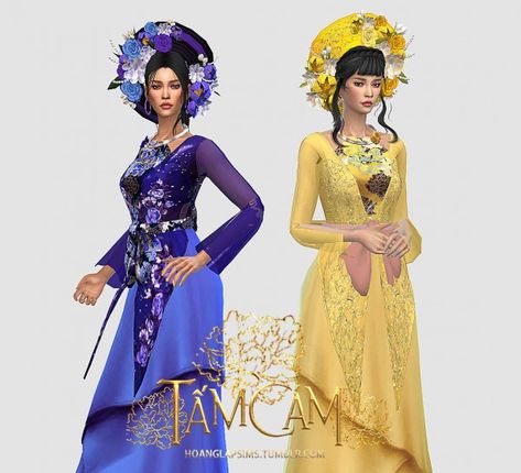 Sims 4 Vietnamese Cc, Sims 4 Cc Traditional Clothes, Cam Movie, Sims 4 Cc Accessories, Ice City, Asian Sims, Vietnam Costume, Sims Lookbook, Sims Stories