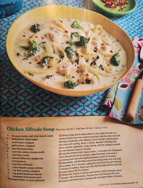 Pioneer Woman Chicken Alfredo, Chicken Alfedo, Pioneer Woman Recipes Chicken, Pioneer Woman Pasta, Chicken Alfredo Soup, Alfredo Soup, Chicken Pasta Soup, Pioneer Woman Chicken, Pasta Soup Recipes