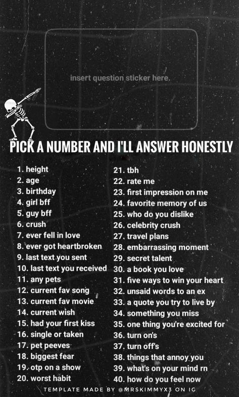 Pick A Number And Ill Answer Honestly, Pick A Number Questions, Snapchat Games, Number Stories, Pick A Number, Snapchat Questions, Crush Texts, Random Games, Instagram Questions