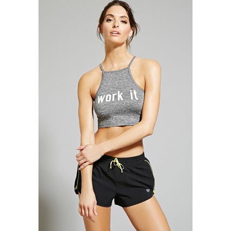 Forever 21 Women's  Active Crop Top ($13) ❤ liked on Polyvore featuring forever 21 Fitness Closet, Workout Outfits For Women, Forever 21 Activewear, Girls Fit, Sport Clothes, Trendy Crop Tops, Activewear Tops, Active Play, Strappy Bra