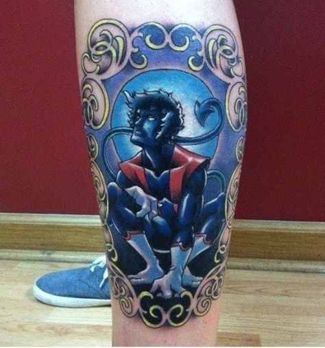 Gorgeous Nightcrawler Tattoo! Nightcrawler Tattoo, Xmen Tattoo, Geeky Tattoos, Comic Book Tattoo, Night Crawler, Video Game Tattoos, Tattoo Star, Steampunk Tattoo, Batman Tattoo