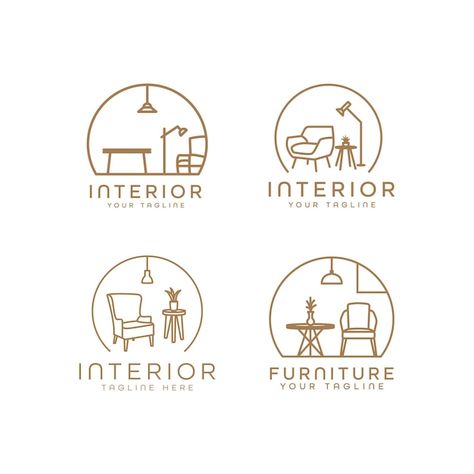 Premium Vector | Modern minimalist furniture interior business company logo Interior Design Logo Inspiration Ideas, Simple Room Interior, Home Decor Logo Ideas, Interior Decor Logo, Interior Design Logo Inspiration, Classy Logos, Design Studio Logo, Decor Logo, Interior Designer Logo