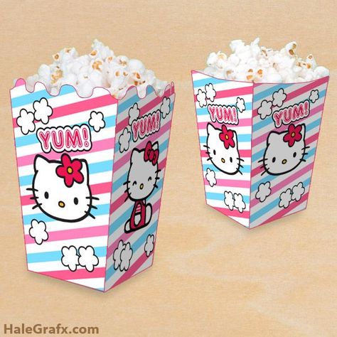 FREE Printable Hello Kitty Popcorn Box Printable Popcorn Box Template, Mailbox Template, Hello Kitty Popcorn, Popcorn Box Printable, Printable Hello Kitty, Popcorn Box Template, Hello Kitty Baby Shower, Template Box, Healthy Party Snacks