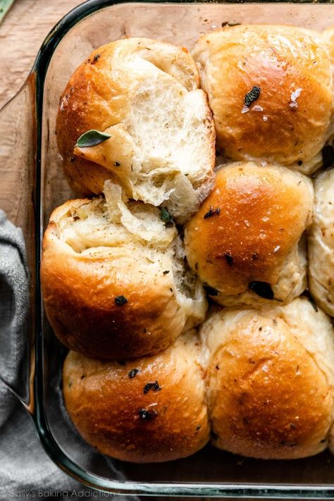 Sage Rolls, Brown Butter Sage, Sage Recipes, Sage Butter, Christmas Baking Recipes, Sally's Baking, Yeast Rolls, Dinner Rolls Recipe, Dinner Bread