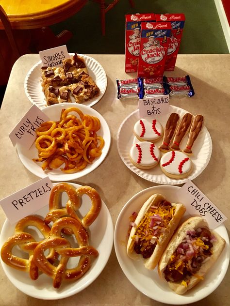 Sandlot movie night The Sandlot Movie Night, Sandlot Movie Night Dinner, Baseball Night Dinner Ideas, Movie Day Snacks, Sandlot Movie Night, Dinner Movie Theme Night, Movie Themed Dinner Ideas For Kids, The Sandlot Party, Movie Themed Food