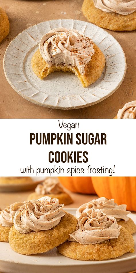 Vegan Pumpkin Dessert, Pumpkin Buttercream Frosting, Pumpkin Spice Cookie Recipe, Best Vegan Cookies, Healthy Vegan Cookies, Spice Frosting, Vegan Pies Recipes, Pumpkin Buttercream, Easy Vegan Cookies