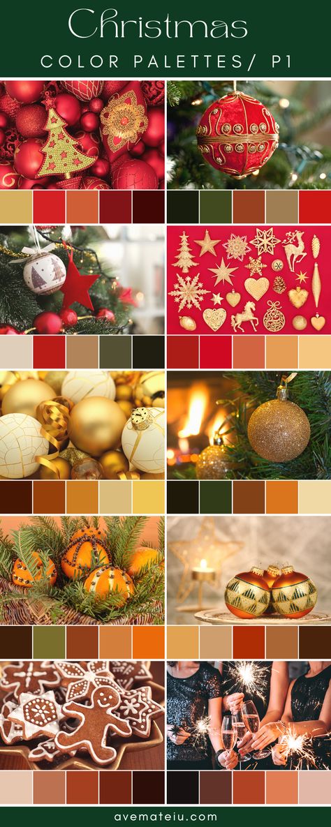 20 Christmas Color Palettes 2021 - Color combination, Color pallets, Color palettes, Color scheme, Color inspiration, Colour Palettes, Art, Inspiration, Bright, Background, Warm, Dark, Design, Yellow, Green, Orange, Red, Purple, Blue, Gold, Silver, Rose Gold, Rustic, Christmas 2021, Winter, Nature, Seasonal, Season, Natural Traditional Christmas Colour Palette, Christmas Colour Palette 2023, Christmas Colours 2023, Christmas Wedding Color Palette Colour Schemes, Color Pallet Christmas, Unique Christmas Color Scheme, Christmas Color Palette 2023, Rustic Christmas Color Palette, Christmas Pallete Color