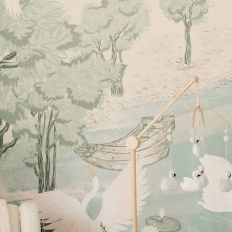 Nestig on Instagram: "Swans! 🦢 @kinziebennett" Swan Baby Nursery, Swan Lake Nursery, Swan Nursery, Kids Rooms Inspo, Girl Nursery Themes, Nursery Mural, Swan Princess, Big Girl Rooms