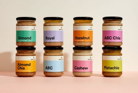 Creative jar packaging design Nut Butter Packaging, Minimalist Food Packaging, Butter Packaging Design, Butter Packaging, Dieline Packaging, Colorful Packaging, Butter Brands, Food Fest, Jar Packaging