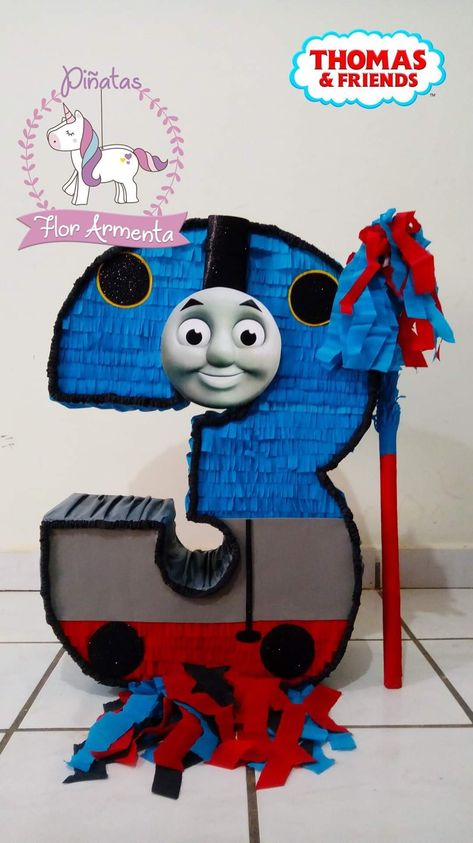 Thomas The Train Pinata, Thomas Pinata, Train Pinata, Choo Choo Train Birthday Party, Train Birthday Theme, Train Theme Birthday Party, Thomas The Train Birthday, Thomas Birthday Parties, Thomas The Train Birthday Party