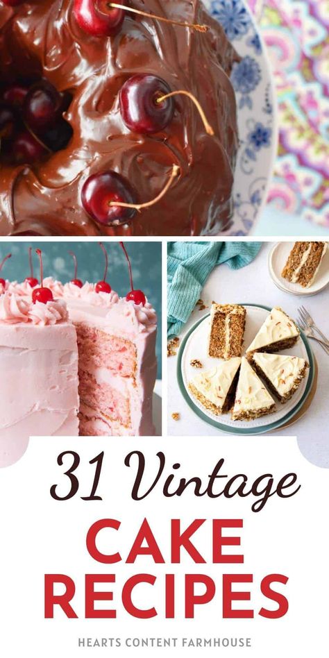 31 Old Fashioned Cake Recipes Inspired by Grandma's Kitchen Vintage Cake Flavors, Classic Cakes Vintage, Boil Cake Recipes, Vintage Birthday Cake Recipe, Retro Cake Recipes, Old Time Dessert Recipes, Retro Dessert Recipes, Unusual Cakes Recipes, Homemade Layer Cake Recipes