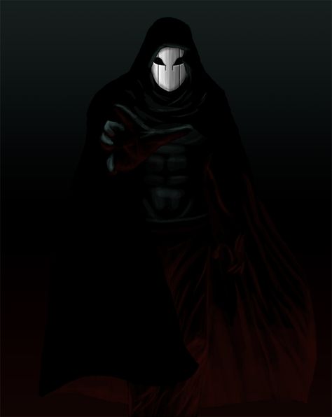 Black Mask Character Design, Cloak And Mask Character, Mask Drawing Ideas Character Design, Raven Mask Character Art, Character With Mask Art, Masked Person Art, Villain Mask Concept Art, Masked Dnd Character Art, Masked Figure Art