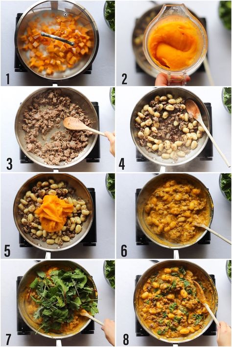 Sausage And Butternut Squash, Squash Sauce, Power Greens, Butternut Squash Sauce, Cauliflower Gnocchi, Paleo Cauliflower, Mixed Baby, Cut Butternut Squash, Paleo Friendly Recipes