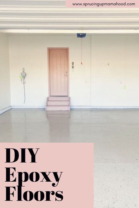 Get inspired to epoxy your garage floor with this step by step tutorial. Epoxy is also good at protecting the concrete. In this post we go over: how to epoxy your garage floor yourself, we include the step by step guide, materials used, and our cost breakdown. Garage Epoxy, Floor Makeover, Garage Floors, Outdoor Renovation, Garage Floor Epoxy, Inexpensive Decor, Art Deco Pink, Garage Makeover, Garage Storage Organization