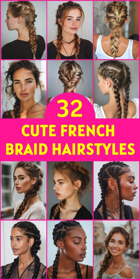 Check out 32 stunning French braid hairstyles that are perfect for any occasion. Whether you prefer classic braids or modern twists, these styles offer something for everyone. Versatile and chic, these French braid hairstyles will elevate your everyday look or add glamour to special events. Braid Hairstyles For Long Hair, Classic Braids, French Braid Styles, Running Hairstyles, Mexican Hairstyles, Sleek Braid, Two French Braids, Double French Braids, French Braid Ponytail