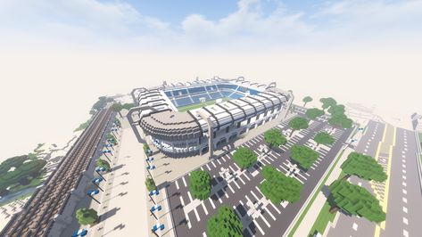 Minecraft Stadium, Minecraft Decor, Minecraft City Buildings, City Inspiration, City Ideas, Minecraft Modern, City Layout, Minecraft City, Minecraft Decorations