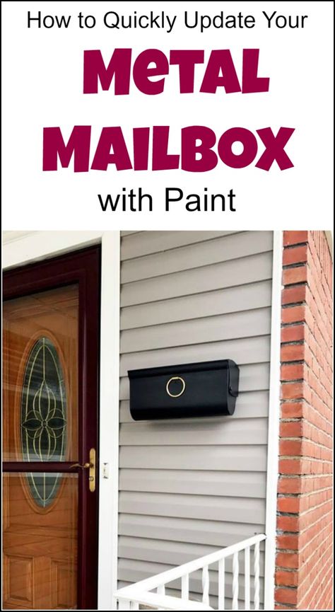 How to Quickly Update Your Metal Mailbox with Paint. How to prep and paint an old metal mailbox. Even rusted metal mailboxes can be revived. | paint mailbox | paint metal | mailbox paint | diy mailbox | painted mailbox ideas | painted mailbox | handpainted mailboxes | mailbox makeovers | mailbox makeover via @justthewoods Wall Mailbox Ideas Front Doors, Paint Mailbox Diy, Painted Mailbox Ideas Diy, Paint Mailbox, Mailbox On House, Painted Mailbox, Mailbox Makeover, Painted Mailboxes, Diy Mailbox