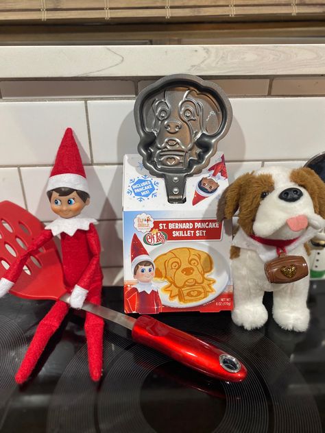 Elf on the shelf and st bernard pancake mix and pan from walmart! Pancake Ideas, Elf Ideas, Pancake Mix, Elf On The Shelf Ideas, St Bernard, Shelf Ideas, On The Shelf, Elf On The Shelf, Savannah