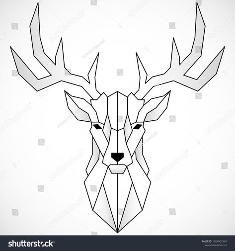 Deer Geometric, Geometric Deer Head, Animal Vector Illustration, Drawing 101, Geometric Art Animal, Deer Graphic, Deer Drawing, Face Outline, Animal Vector