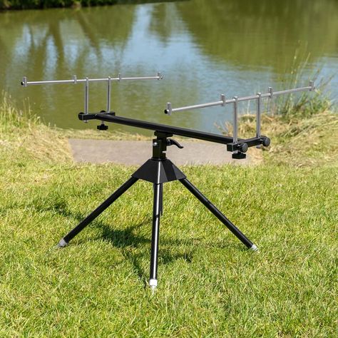 FISHING ROD HOLDERS WITH EXTENDABLE BODIES - the stainless steel rod holder is extendable between 65-90cm and black aluminum between 70-120cm DURABLE FISHING STANDS FOR YOUR CARP FISHING EQUIPMENT - Each fishing rod holder is manufactured from strong, durable materials, where you can choose between a stable aluminum tube structure with nylon, or steel pod with extra coating. The legs of the fishing rod stand allows it to be perfectly stable on any type of ground/surface. Bank Fishing Rod Holders, Fishing Rod Stand, Fishing Rod Holders, Carp Rods, Fish Stand, Welding Design, Fishing Rod Accessories, Fishing Rod Rack, Rod Holders