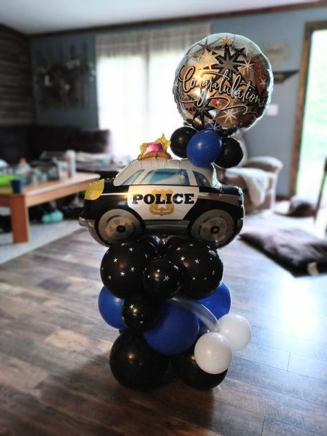 Police Balloon Garland, Police Party Balloons, Police Officer Party, Graduate Party, Police Academy Graduation, Police Party, Police Birthday, Police Siren, Police Academy