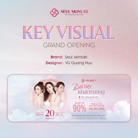 KEY VISUAL GRAND OPENING - SEUL SKINLAB Cosmetic Graphic Design, Voucher Design Ideas, Key Visual Design Ideas, Cosmetic Photoshoot, Grand Opening Poster, Key Visual Design, Spa Vouchers, Grand Open, Photoshop Tutorial Graphics