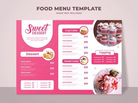 Sweet dessert menu template for cake sho... | Premium Vector #Freepik #vector #food #menu #restaurant #cake Dessert Menu Template, Menu Card Design, Custom Menu, Bakery Menu, Food Menu Template, Todays Menu, Recipe Cards Template, Restaurant Menu Template, Cupcake Bakery