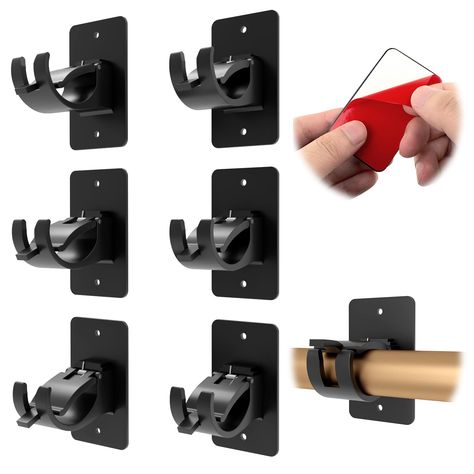 PRICES MAY VARY. 【PRODUCT LIST】You will receive 6 pcs universal plastic self adhesive curtain rod brackets with screw, the curtain pole brackets measure about 3.15 x 1.89 x 2.36 inch. Suitable for all kinds of curtain rod, towel rod or shower curtain poles diameter about 0.6'' to 1.5''. Sufficient quantity to meet your daily use. 【PERFECT DESIGN】2 pcs curtain rod holder use powerful 3M adhesive on the backside can hold up to 14 pounds. If used together with screws, a pair of curtain rod brackets Adhesive Curtain Rod, Curtain Pole Brackets, Hooks For Bathroom, Curtain Rod Hooks, Camper Trailer Remodel, Rod Bracket, Curtain Rod Holders, Curtain Rod Brackets, Towel Rod