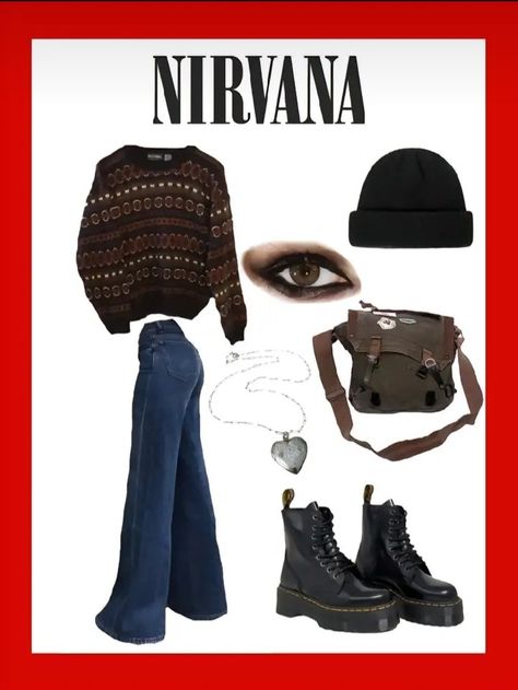 Rock Band Outfits, Nirvana Outfit, Rockstar Aesthetic Outfits, Rockstar Girlfriend Aesthetic, Ropa Punk Rock, 80’s Outfits, Grunge Outfits Winter, Girlfriend Aesthetic, Rock Star Outfit