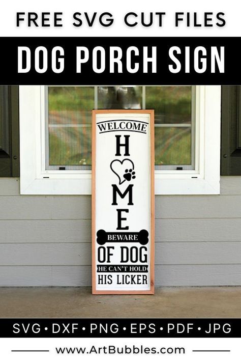 Shop our collection of Dog Porch Sign SVG design and create a porch that speaks to your love for dogs. #dog Dog Porch, Porch Sign Svg, Beware Of Dog, Dog Quotes Funny, Porch Sign, Sign Svg, Free Svg Cut Files, Porch Signs, Design Quotes