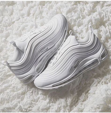 White Air Max Triple White Crepsource Nike @LJONESSTYLE Sneaker Wishlist, Air Max 97 Outfit, 90s Sneakers, Shoe Sketches, Shoes Illustration, Kicks Shoes, Custom Nike Shoes, Latest Shoe Trends, Nike Free Shoes