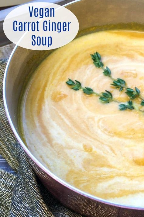 Creamy Vegan Carrot Soup Recipe #Soup #SoupRecipe #VeganSoup #CarrotSoup #VegetarianSoup Ginger Carrot Soup, Vegan Carrot Soup, Carrot Soup Recipes, Carrot Ginger Soup, Ginger Soup, Comforting Soup, Carrot And Ginger, Delicious Soup Recipes, Easy Soup