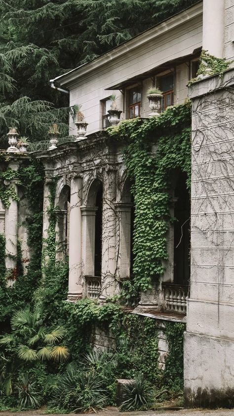 Old Architecture Photography, Overgrown Castle, Overgrown Nature, Ruins Architecture, Victorian Greenhouses, Old Architecture, English Architecture, Medieval Aesthetic, Slytherin Aesthetic