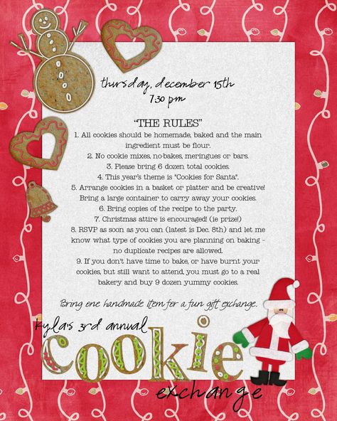 Great ideas for a cookie exchange :) Funky Polkadot Giraffe: Christmas Cookie Exchange Party Games, Hosting A Cookie Exchange Party, Cookie Swap Party Games, How To Have A Cookie Exchange Party, Cookie Exchange Rules, Giraffe Cookie, Christmas Cookie Exchange Party Ideas, Cookie Exchange Invitation, Holiday Cookie Exchange Party