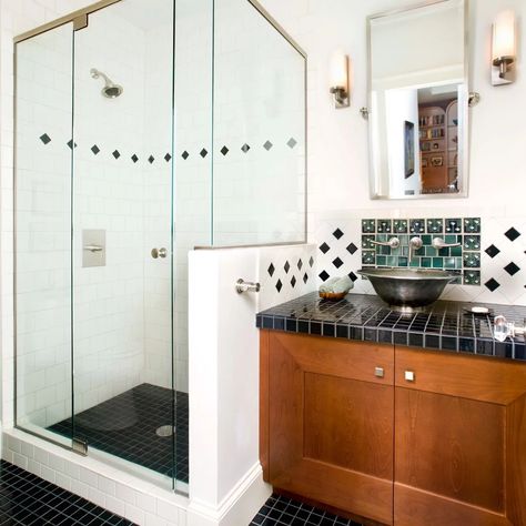 Small Bathroom Tile | Houzz Lowes Tile, Corner Shower Stalls, Shower Stall Kits, Corner Shower Kits, Small Bathroom Tiles, Tub Enclosures, Black Tiles, Frameless Shower, Corner Shower