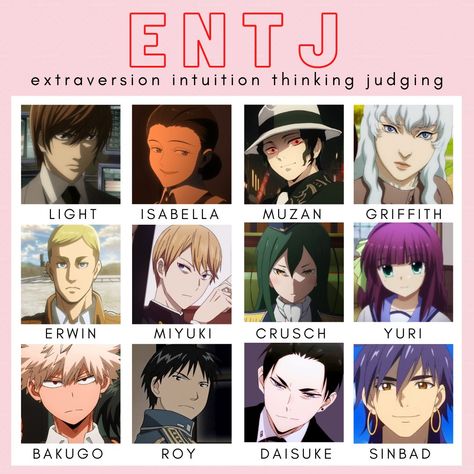 kana *\0/* on Twitter: "🔸 ENTJ - The Commander… " Anime Mbti, Infj Characters, Entj Personality, Mbti Types, Book Bucket, Intj Personality, Infp Personality, Mbti Character, رعب نفسي