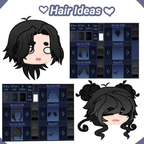 Gacha Club Two Color Hair, Gacha Plus Hair Ideas, Gacha Club Medium Hair Ideas, Gacha Hair Styles Ideas, Gacha Club Bun Hair Ideas, Wolfcut Gacha Club, Gacha Club Messy Hair Ideas, Hairstyles For Clubbing, Gachaclub Hair Idea