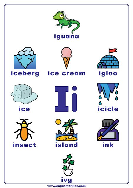 Letter I Worksheets, Flash Cards, Coloring Pages Letter I Words Preschool, I Pictures Letter, I Words For Kids, The Letter I Preschool, Letter I Flashcards, Letter I For Preschoolers, Letter I Arts And Crafts For Preschool, I Is For, Letter I Worksheets For Preschoolers