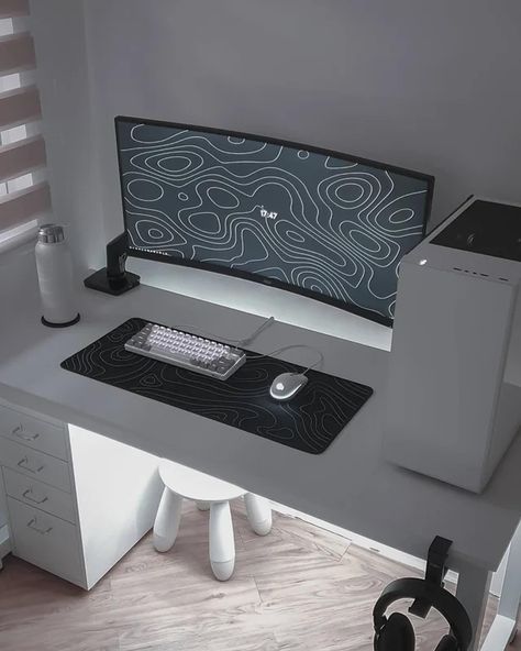 [Promotion] 17 White Gaming Setup Advice You Have To Try Right Now #whitegamingsetup Pc Set Up Black And White, White Black Pc Setup, Black White Pc Setup, Black And White Set Up Gaming, Black And White Computer Setup, All Black Gaming Setup, All White Pc Setup, White Pc Aesthetic, Black Computer Setup