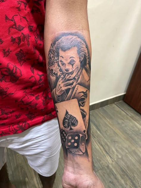 Joker Tattoo Ideas For Men Forearm, Joker Forearm Tattoo Design, Joker Tattoo On Hand, Joker Forearm Tattoo, The Joker Tattoo Ideas, Joker Arm Tattoo, Tattoos Men Forearm, Joker Sleeve Tattoo, Joker Tattoo Ideas For Men