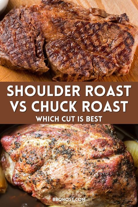 Torn between a shoulder roast and a chuck roast? Our guide breaks down the key differences in texture, flavor, and cooking methods, ensuring you make the best choice for your shoulder roast recipes and chuck roast recipes. Visit now to learn more and save this pin for your next grilling session! Grilling Steak Tips, Chuck Eye Roast, Beef Shoulder Roast, Beef Shoulder, English Roast, Chuck Roast Recipes, Shoulder Roast, Cooking A Roast, Special Occasion Food