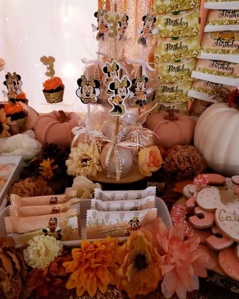 Minnie Mouse Fall Birthday, Fall Minnie Mouse Birthday Party, Minnie Mouse Pumpkin, Minnie Mouse Birthday Party Ideas, Pumpkin Patch Party, Minnie Mouse Birthday Cakes, Fall Birthday Parties, Second Birthday Ideas, Pumpkin Birthday