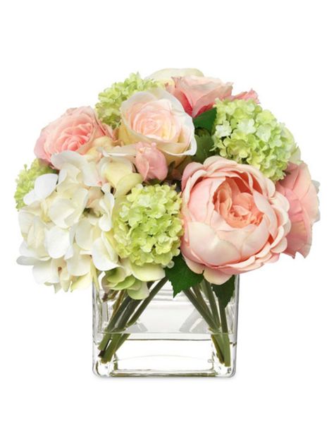 Pink Flower Arrangements, Hydrangea Bouquet, Diy Arrangements, Faux Floral Arrangement, Wallpaper Flower, Flower Arrangements Simple, Glass Cube, Glass Cylinder, Pink Hydrangea