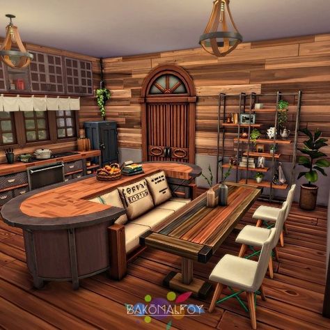 Sims 4 Houses Ideas Interior, Cool Houses Sims 4, Sims 4 Furnishing Ideas, Sims 4 Lodge House, Sims House Build Ideas, Sims Home Design, Sims 4 Rustic Bedroom, Sims Houses Interior, Houses To Build On Sims 4